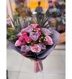 Lila ve Pembe Gül Buketi